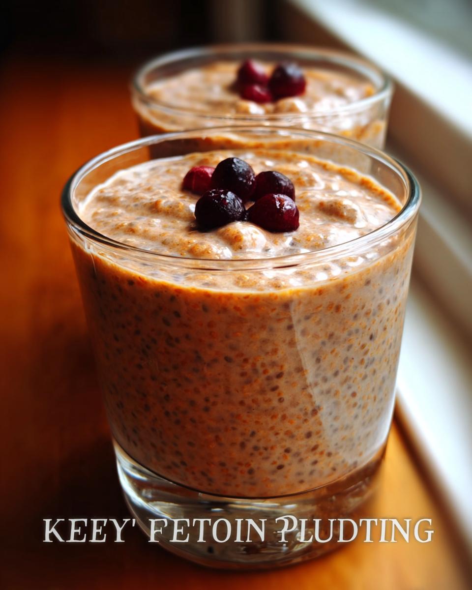 Two glasses of creamy Low Carb Protein Pudding topped with fresh berries, ready to be enjoyed.