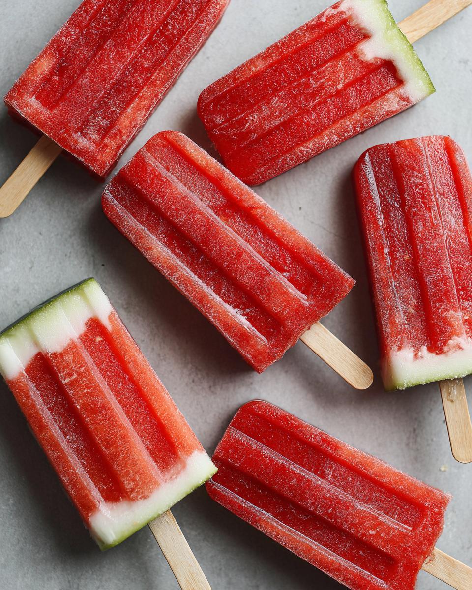 Several refreshing watermelon popsicles with coconut and lime, perfect for kids.